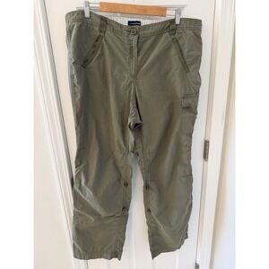 LANDS END Convertible Hiking Pants Women's Size 18 Vented Roll Up Olive Green